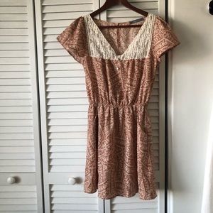 Pink floral dress with lace overlay